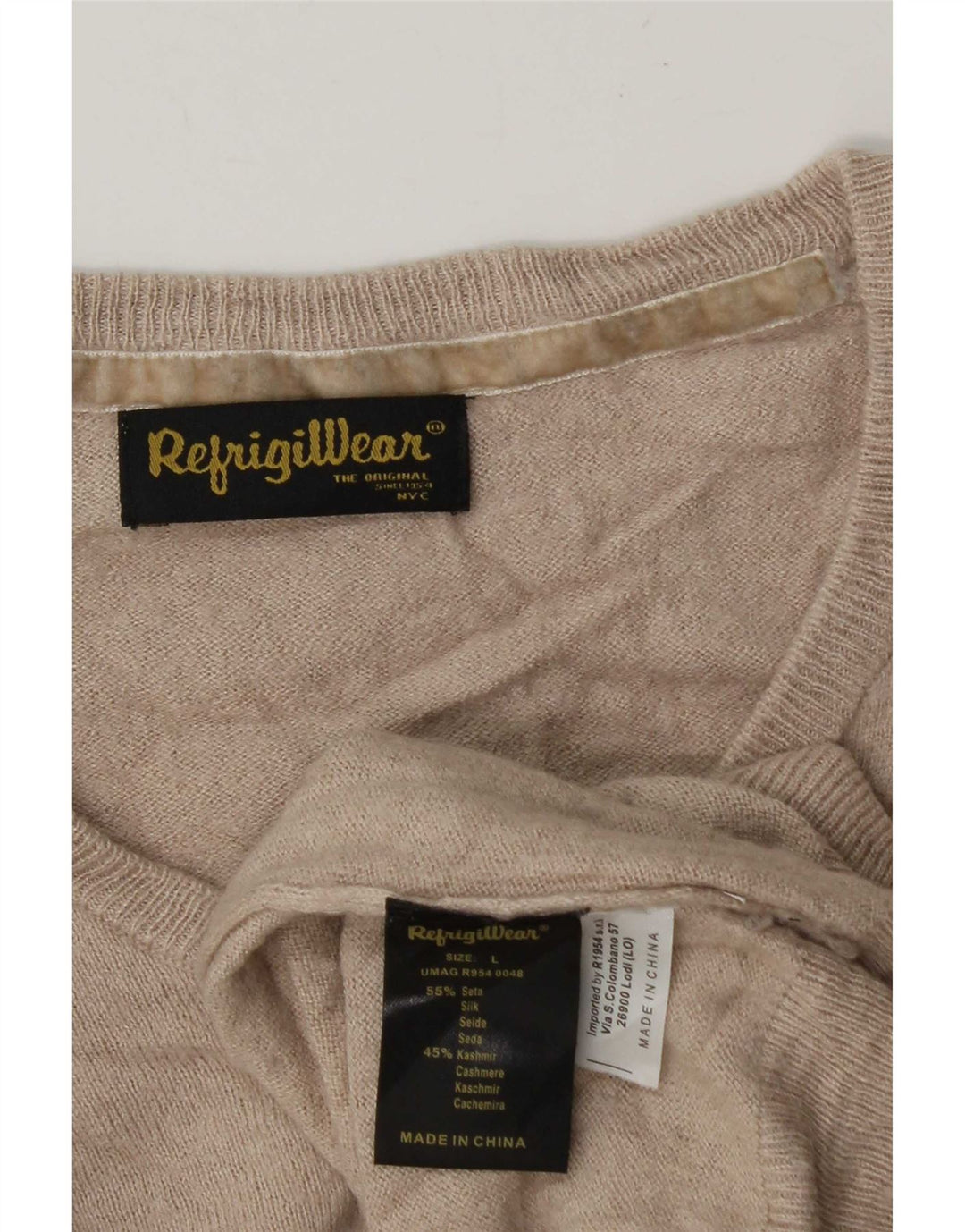 Refrigiwear Herre V-hals sweater Stor Beige Silke