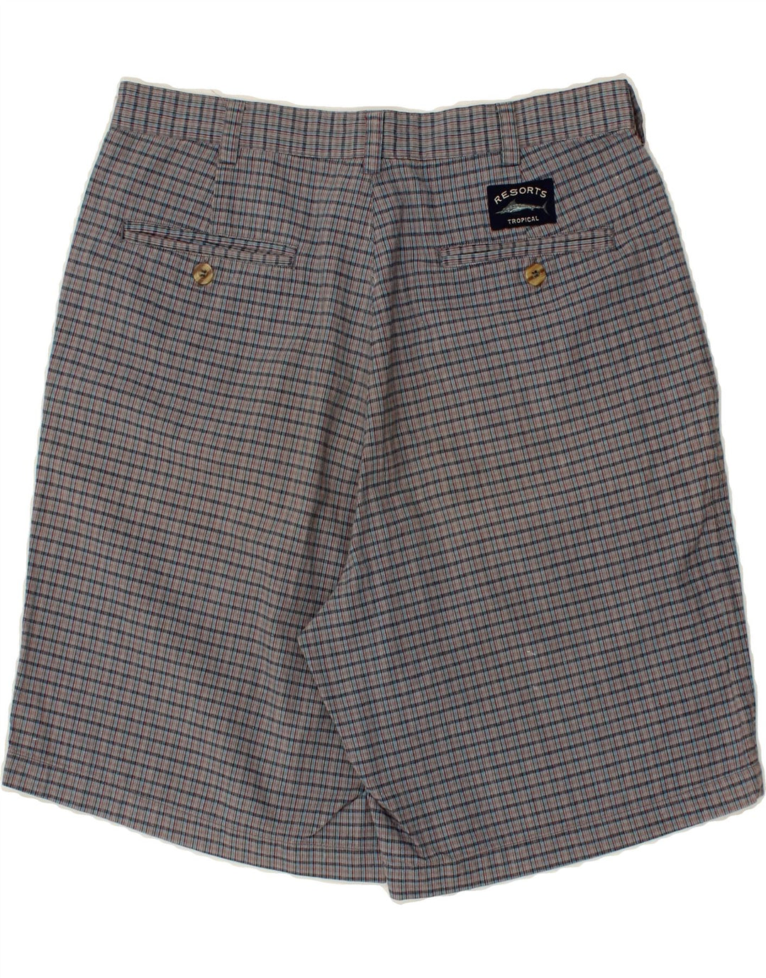 VINTAGE Chino Shorts til mænd W32 mellemgrå ternet bomuld