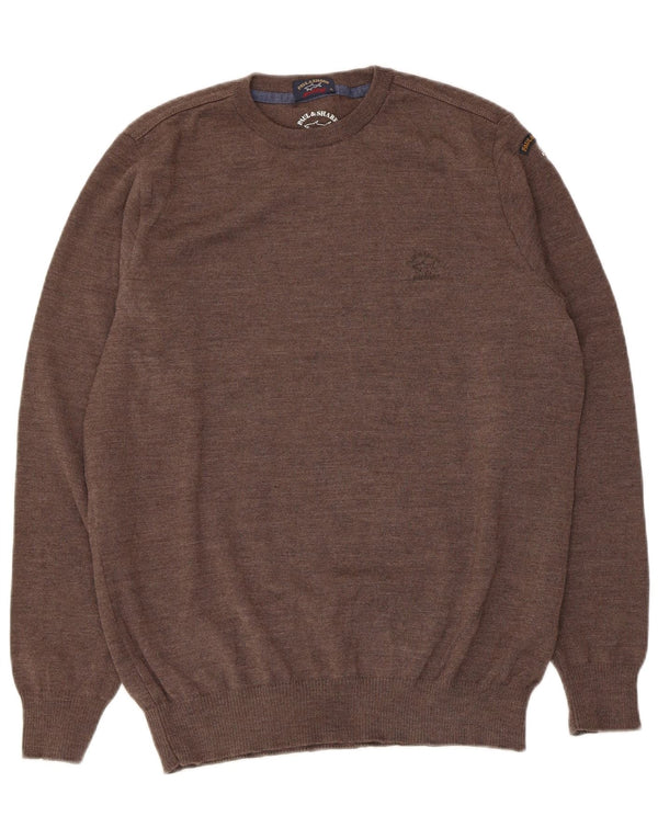 Paul & Shark Herre sweater med rund hals XL Brun Virgin Wool