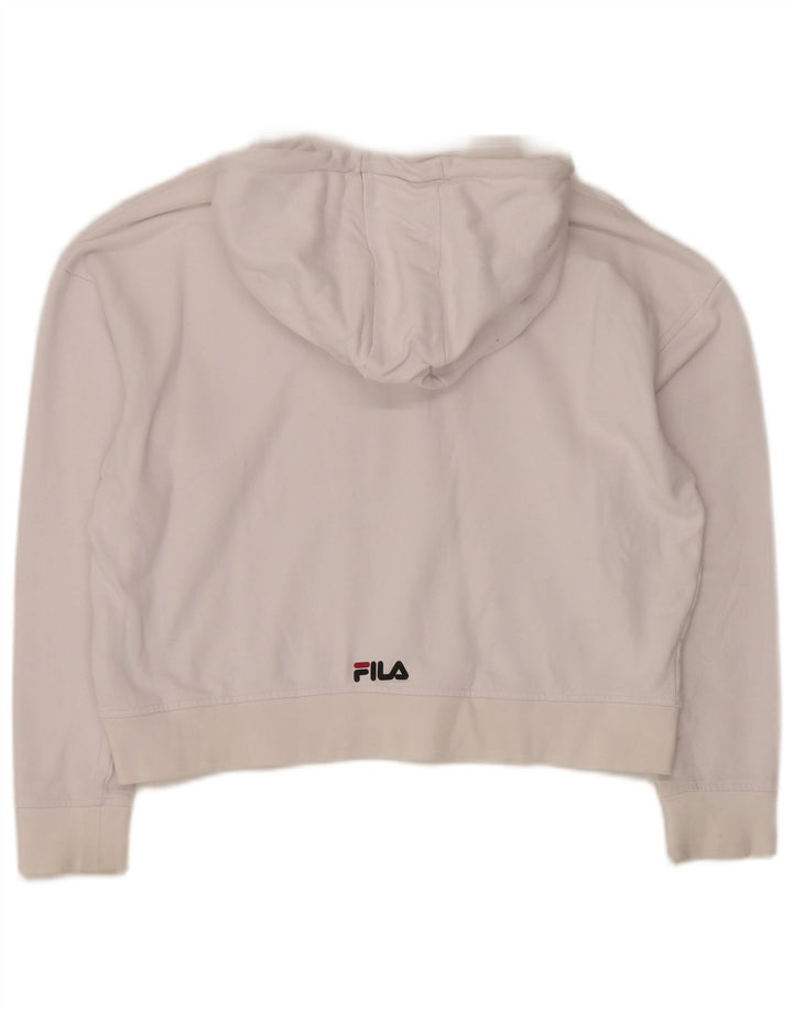 FILA Oversized grafisk hættetrøje til kvinder UK 6 XS hvid bomuld