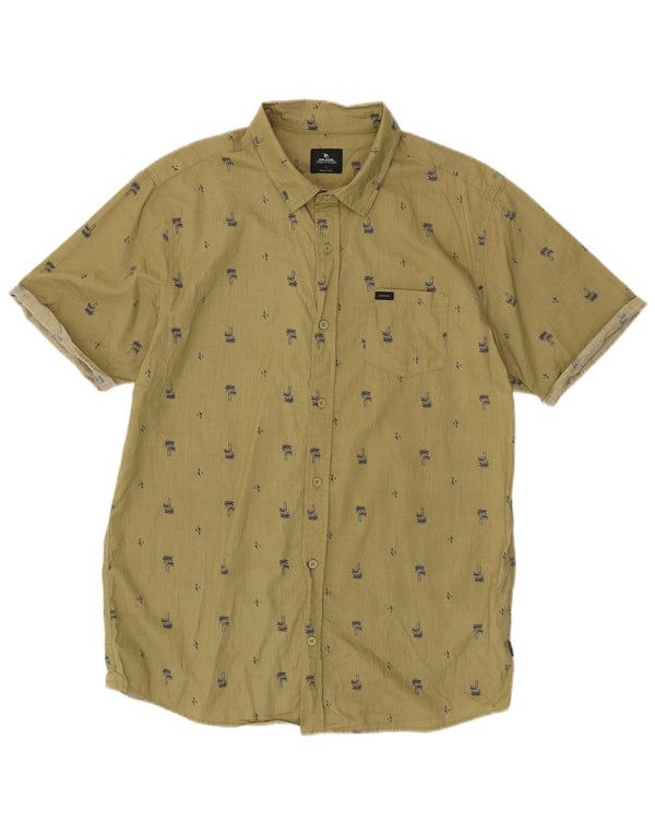 Rip Curl Mens Short Sleeve Shirt Large Khaki Floral Cotton
