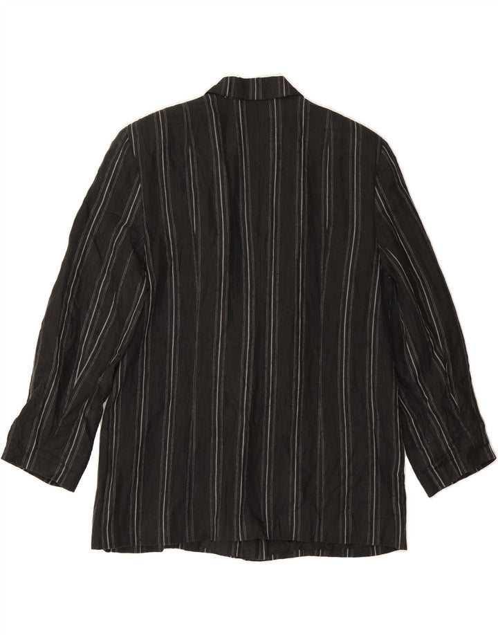 VINTAGE Womens Double Breasted Blazer Jacket UK 12 Medium Black Striped Vintage Vintage and Second-Hand Vintage from Messina Hembry 