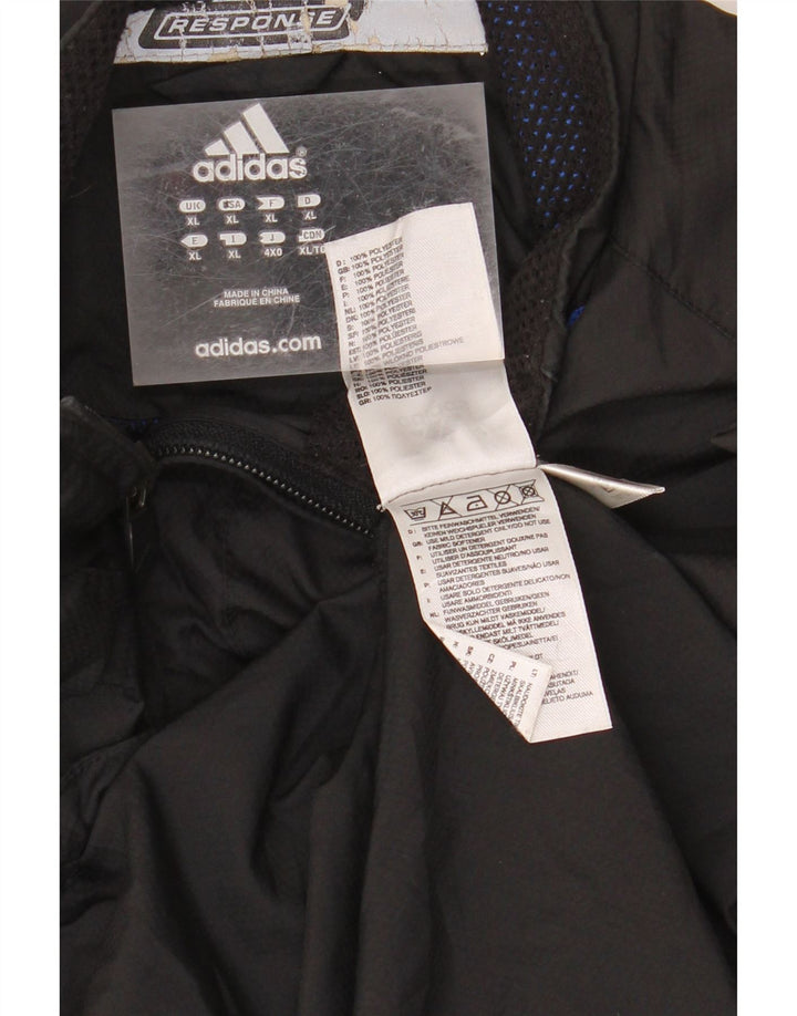 ADIDAS Mens Rain Jacket UK 42 XL Black Colourblock Polyester