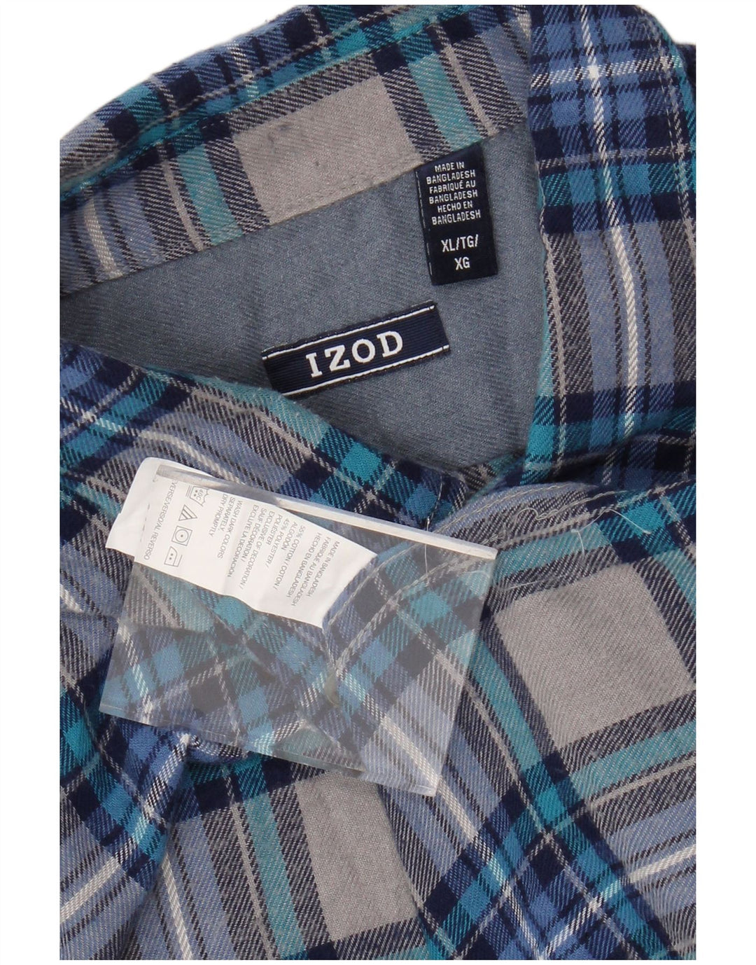 IZOD Flanellskjorte til mænd XL blå ternet bomuld