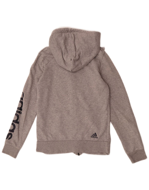 Adidas Dame grafisk hættetrøje Sweater UK 8/10 lille grå bomuld