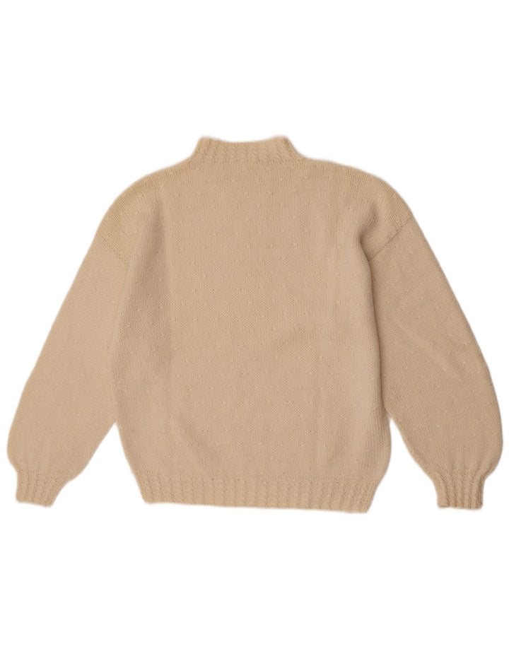 Vintage Dame Turtle Neck Jumper Sweater UK 14 Medium Off White