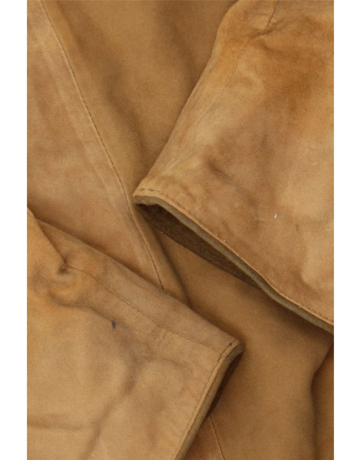 Vintage Dame Trachten Ruskindsjakke EU 36 Small Beige Læder