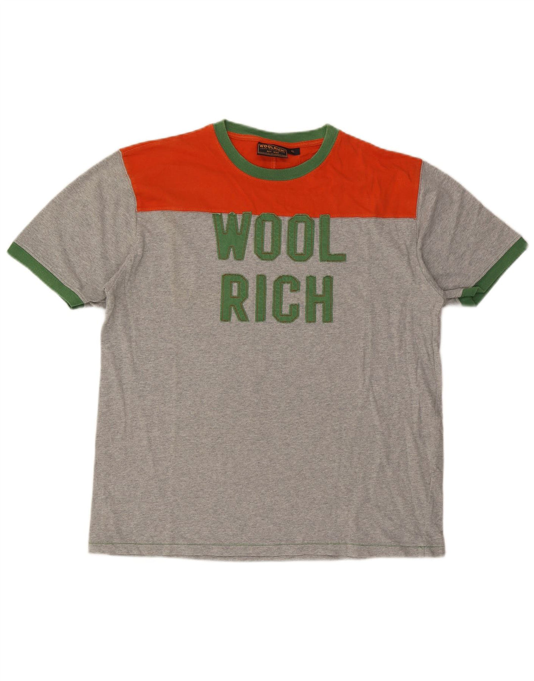 Woolrich Herre Grafisk T-Shirt Top XL Grå Colourblock Bomuld