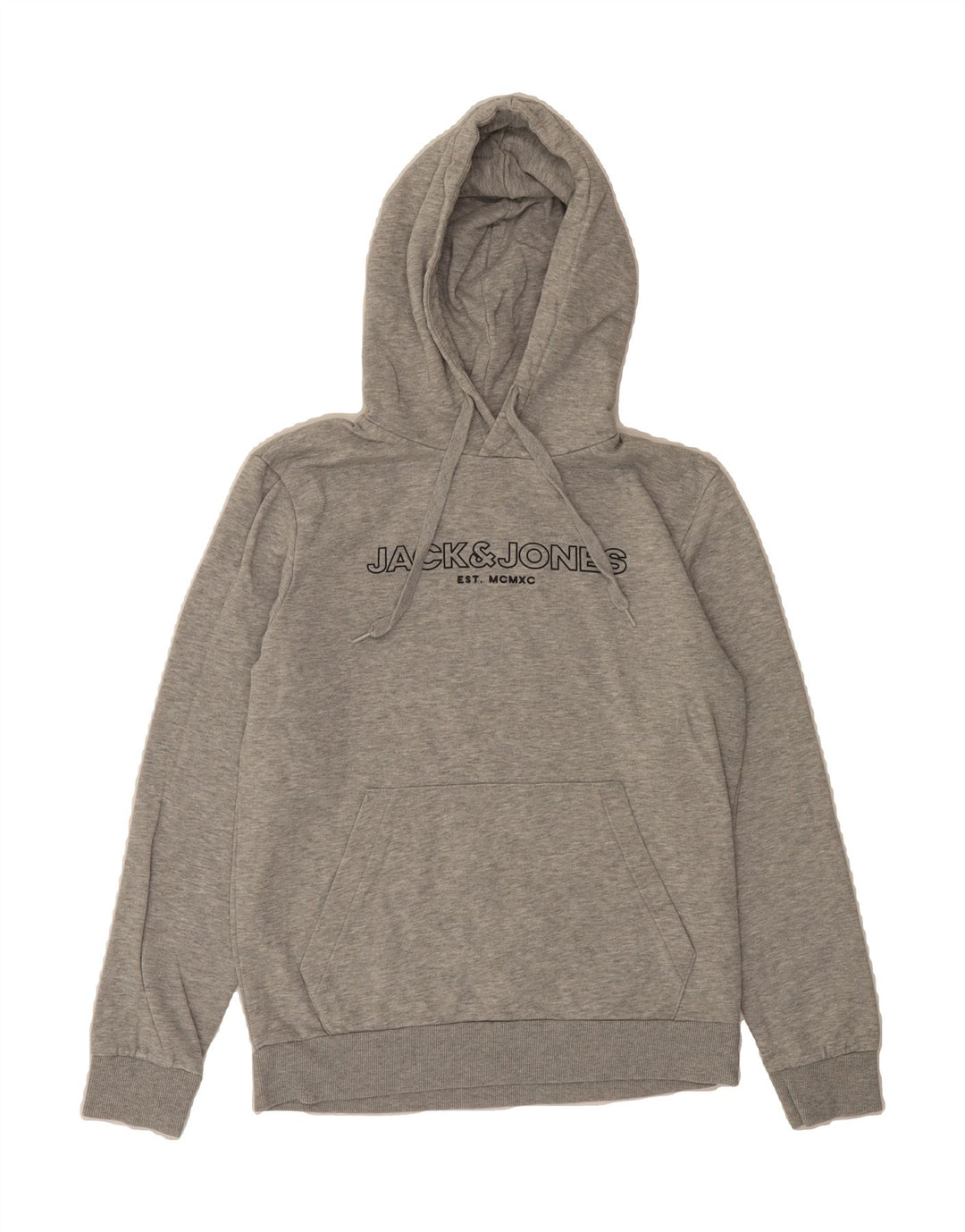 JACK & JONES Mens Graphic Hoodie Jumper Medium Grey Cotton Vintage Jack & Jones and Second-Hand Jack & Jones from Messina Hembry 