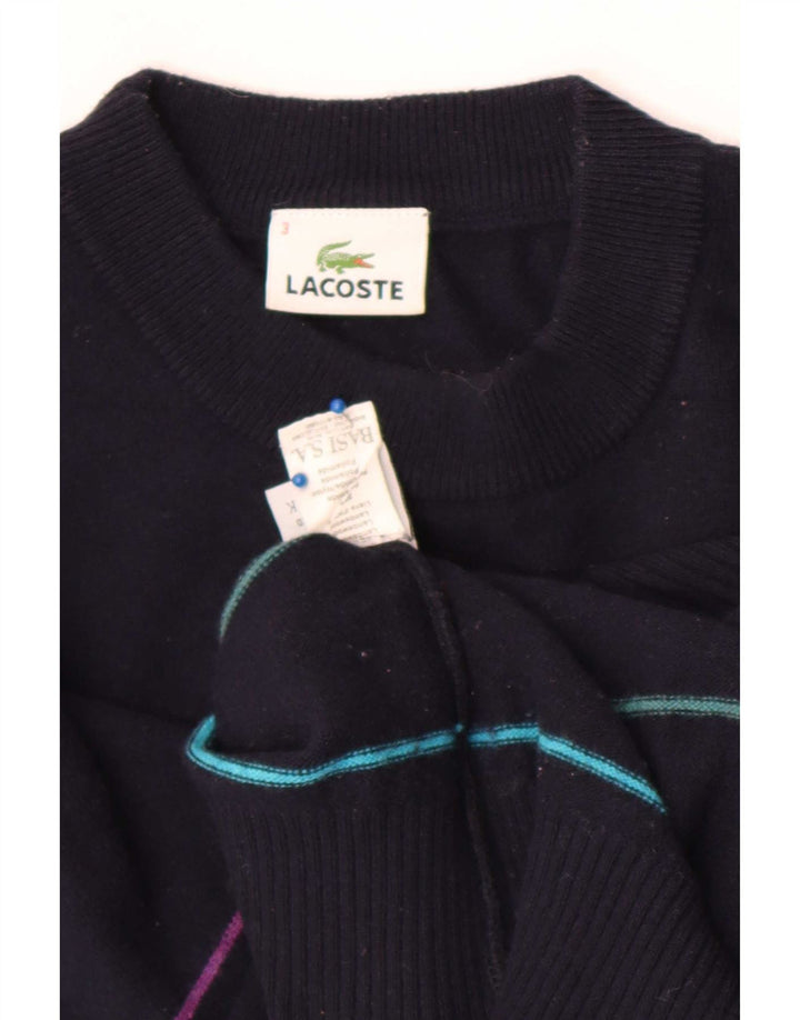 Lacoste Herre Crew Neck Jumper Sweater størrelse 3 Lille marineblå stribet