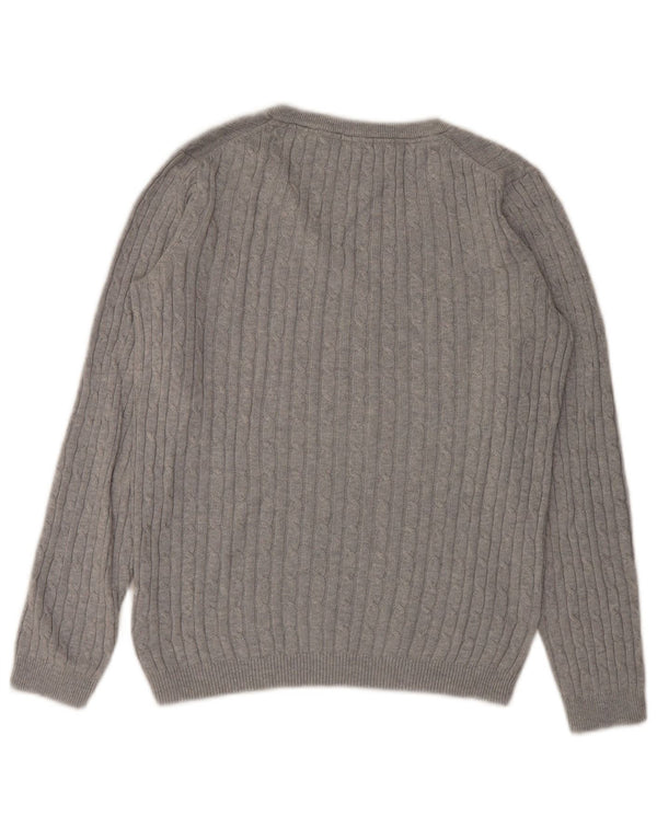 Besætningstøj Dame V-hals sweater UK 12 Medium Grå Bomuld