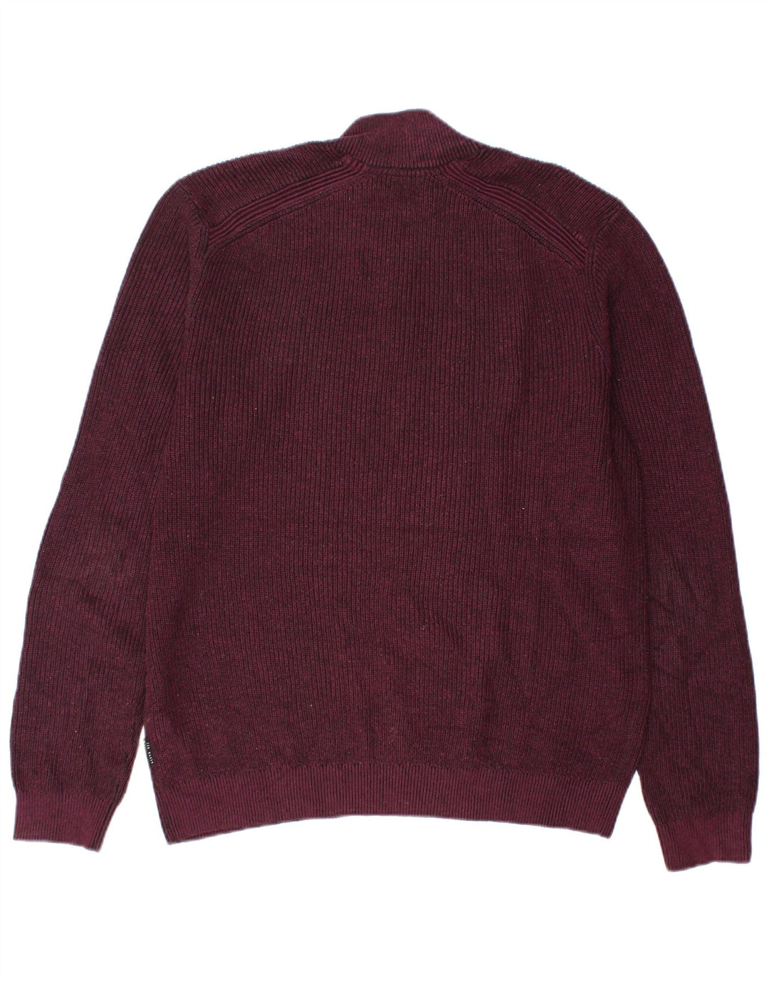 Ted Baker Herre Zip Neck Jumper Sweater Størrelse 4 Large Burgundy Polyester
