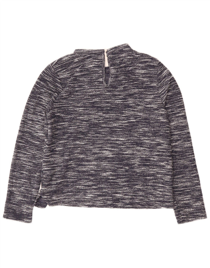Oasis Dame Langærmet Bluse Top UK 14 Medium Navy Blue Flecked