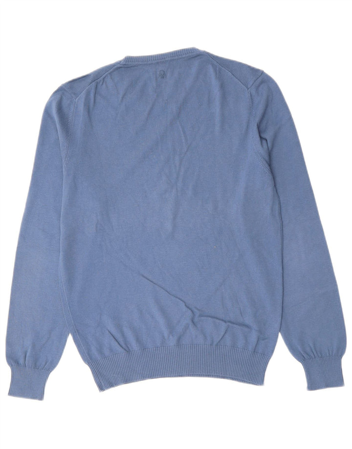 BENETTON Herre sweater med rund hals, lille blå bomuld