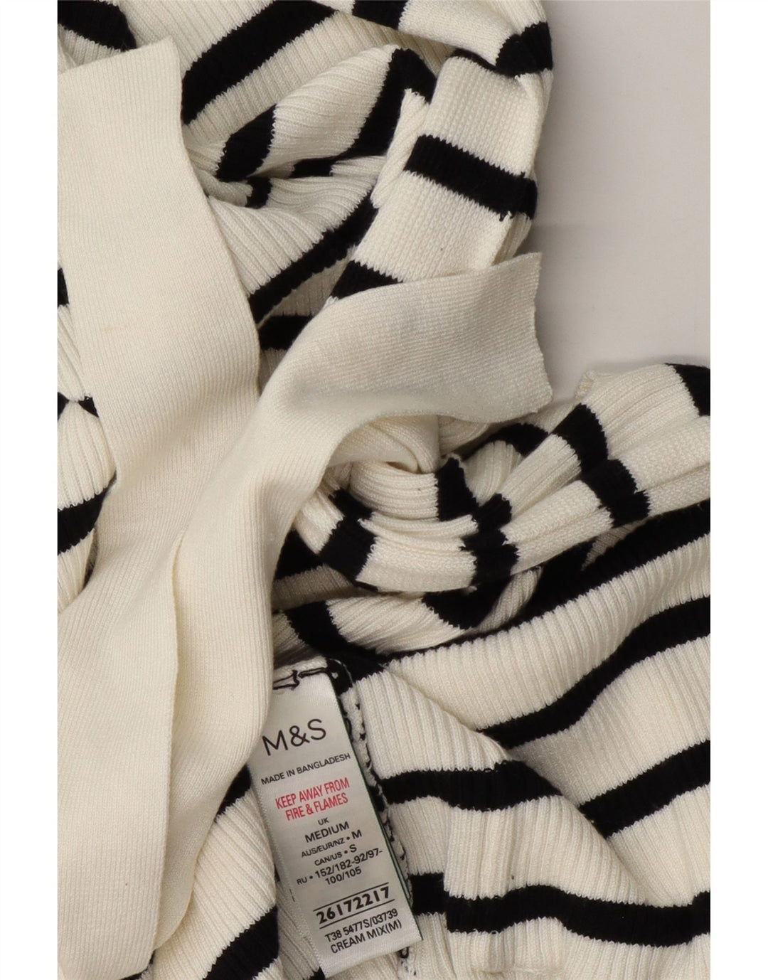 Marks & Spencer Dame Longline Cardigan Sweater UK 14 Mellem hvid stribet