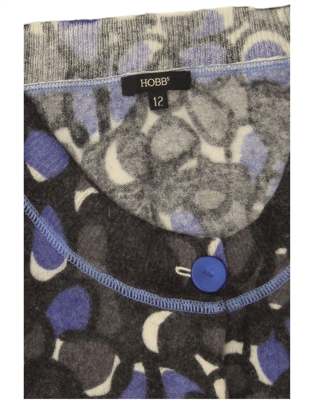 Hobbs Dame Cardigan Sweater UK 12 Medium Grey Floral Lammeuld