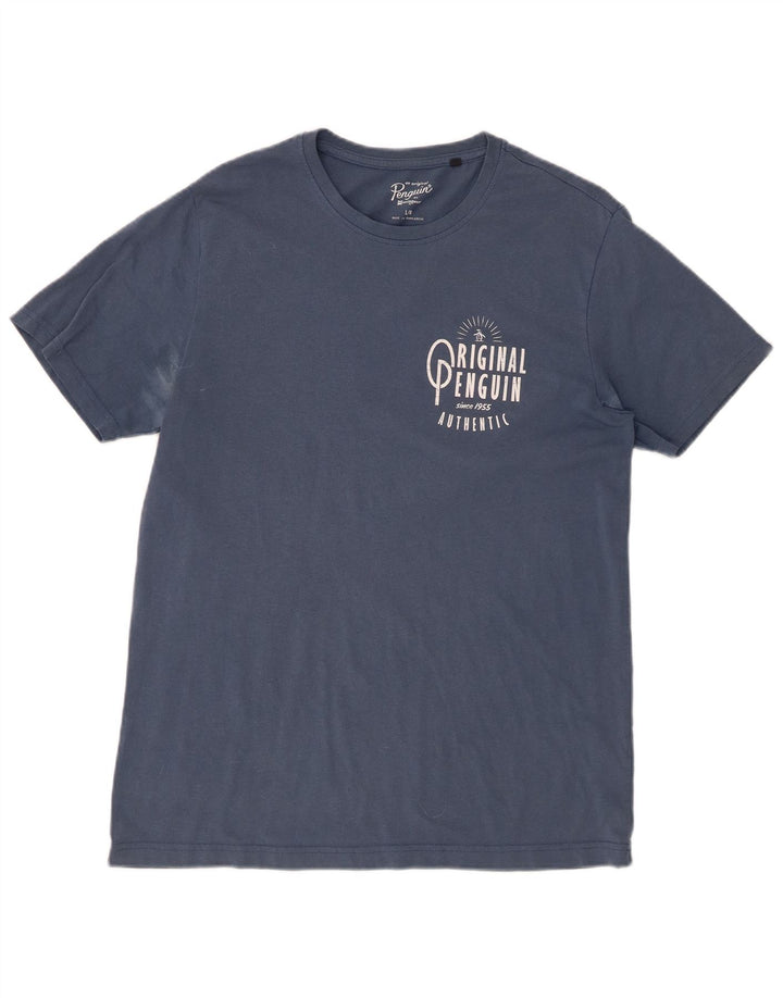 PENGUIN Herre grafisk T-shirt Top Stor marineblå bomuld