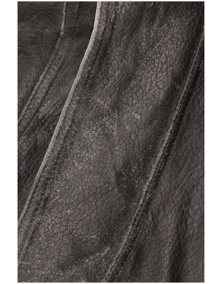 Clout Herre Læder Biker Jacket UK 42 XL Sort Læder