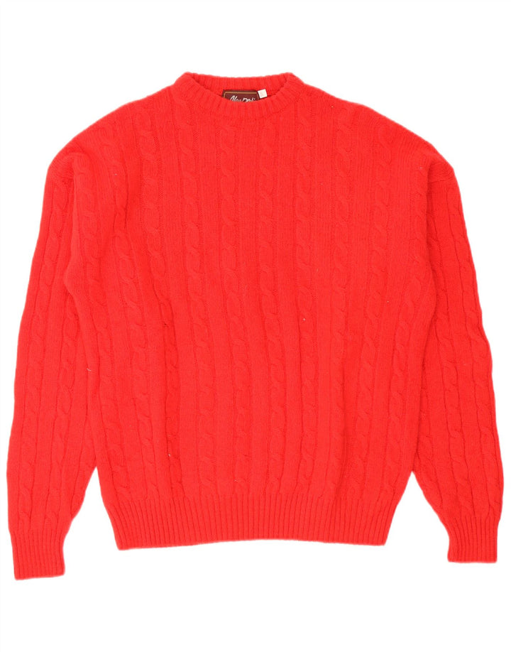 Vintage herre sweater med rund hals IT 50 medium rød uld