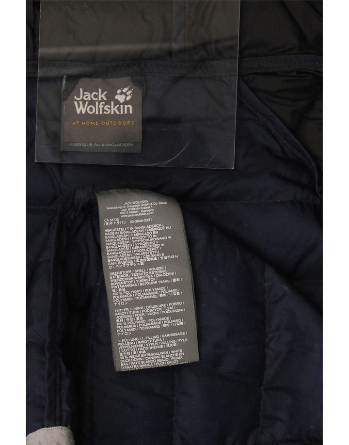 Jack Wolfskin Dame polstret jakke UK 12 Medium Navy Blue Colourblock