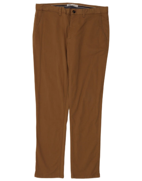 Zara Herre Slim Chino Bukser EU 44 Large W34 L31 Brun Bomuld