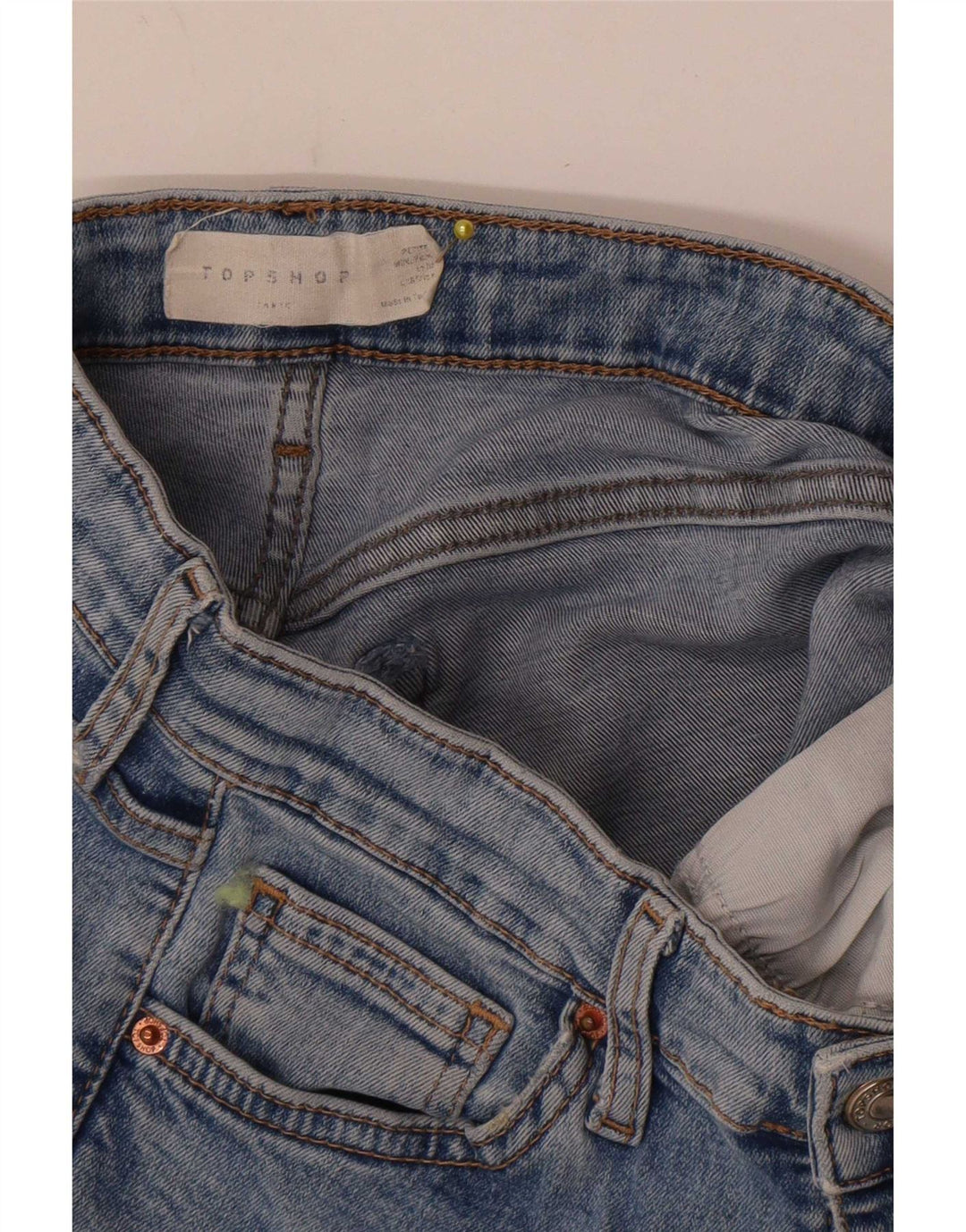 Topshop Dame Distressed Skinny Jeans W24 L25 Blå
