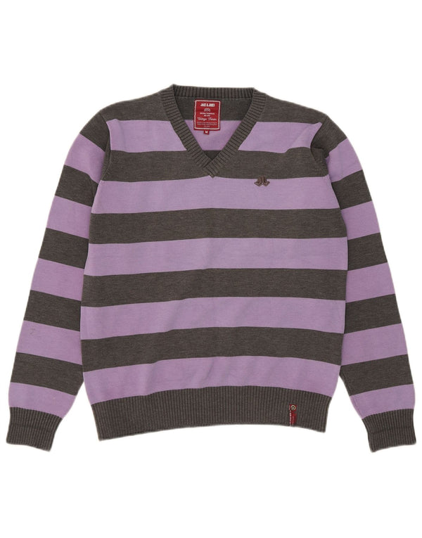 Jack & Jones Herre V-hals sweater Medium Lilla Stribet