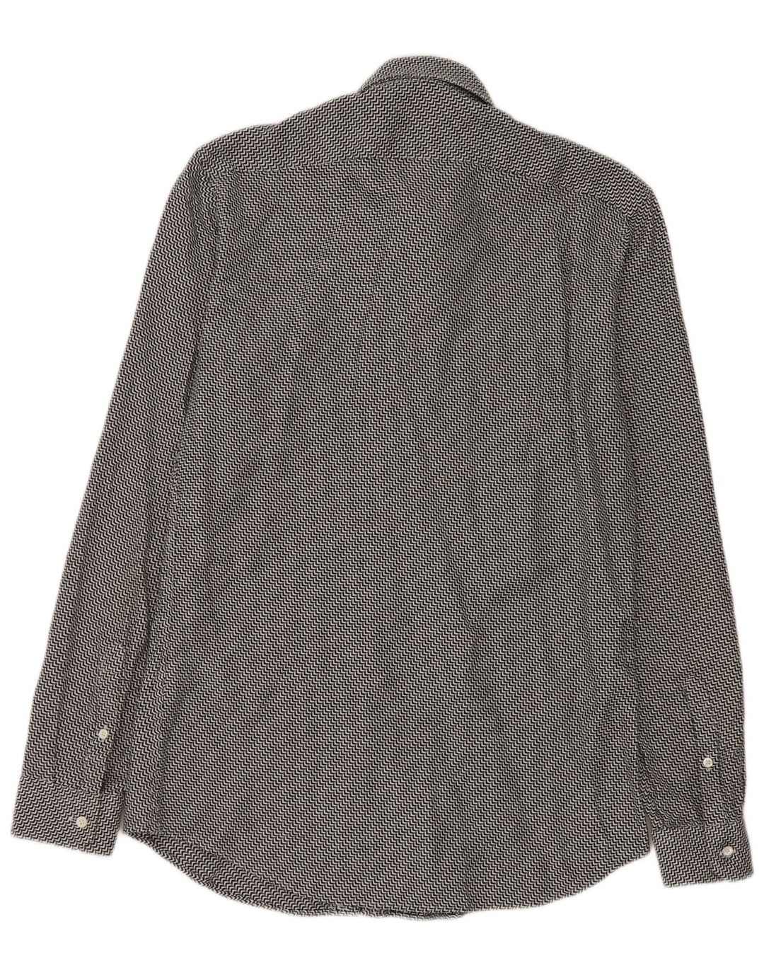 Reiss Herre Slim Fit skjorte Medium Sort Chevron Bomuld