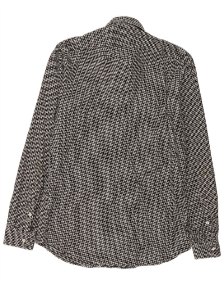 Reiss Herre Slim Fit skjorte Medium Sort Chevron Bomuld