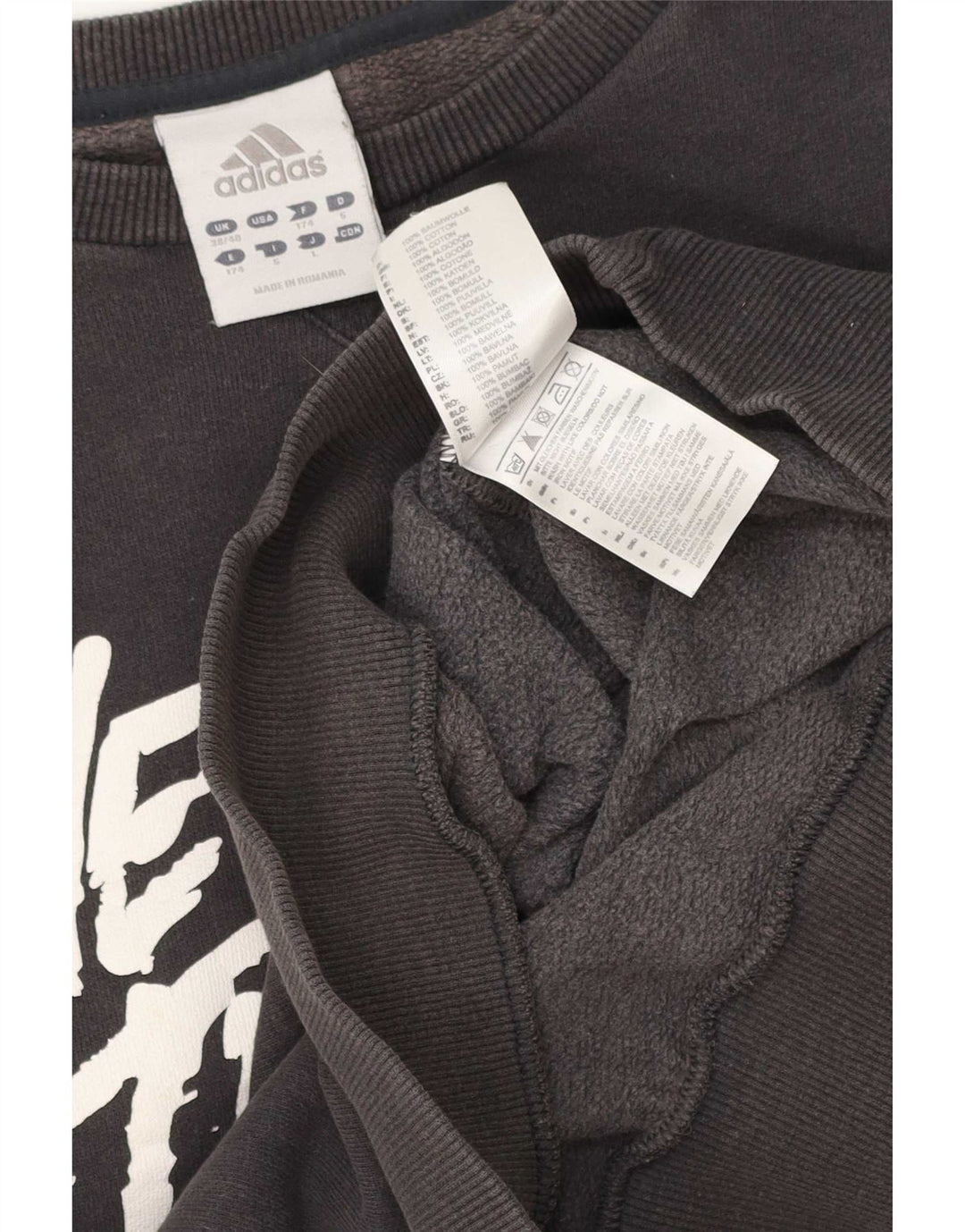 Adidas Herre grafisk sweatshirt trøje UK 38/40 mellemgrå bomuld