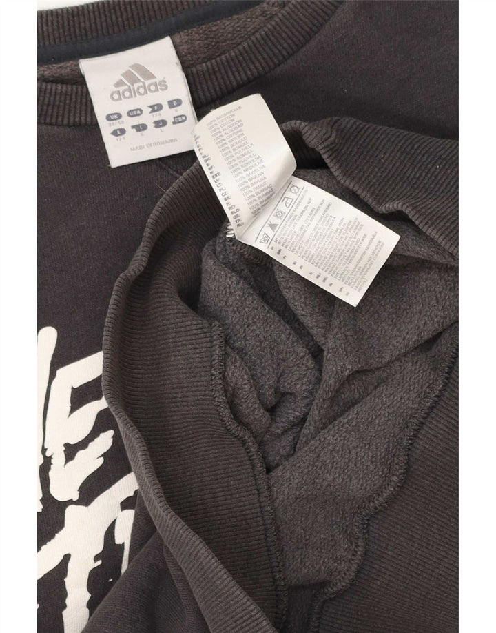 Adidas Herre grafisk sweatshirt trøje UK 38/40 mellemgrå bomuld