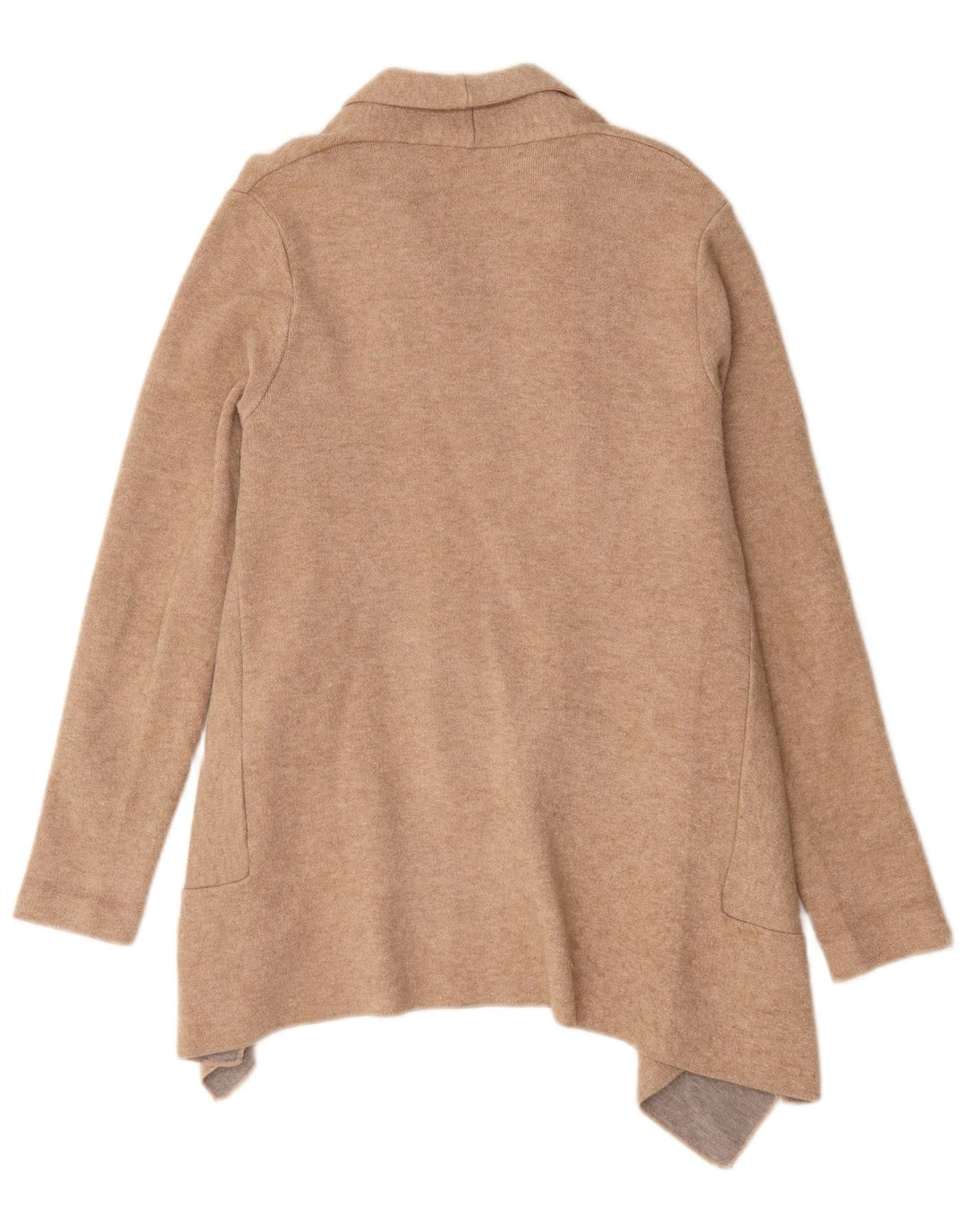 Zara Dame Asymmetrisk Longline Cardigan Sweater UK 14 Medium Beige