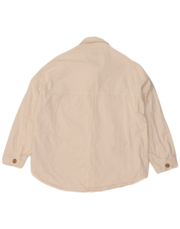 Zara Dame Oversized denimjakke UK 14 Medium White Bomuld