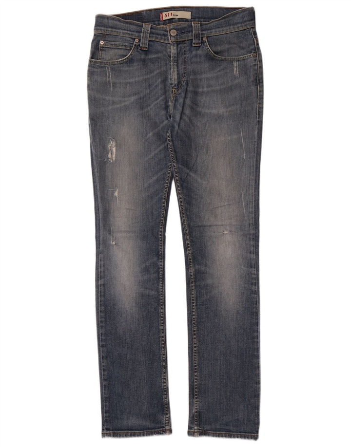 Levi's Herre 511 Distressed Slim Jeans W33 L34 Blå