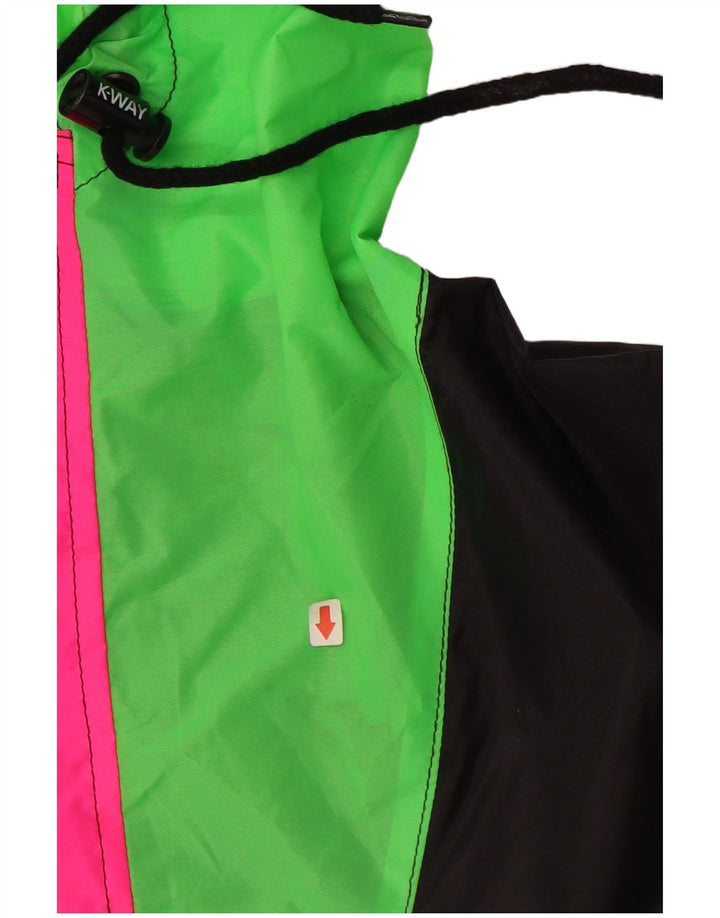 K-WAY Herre Hætte Anorak Jacket UK 40 Large Black Colourblock Polyamid