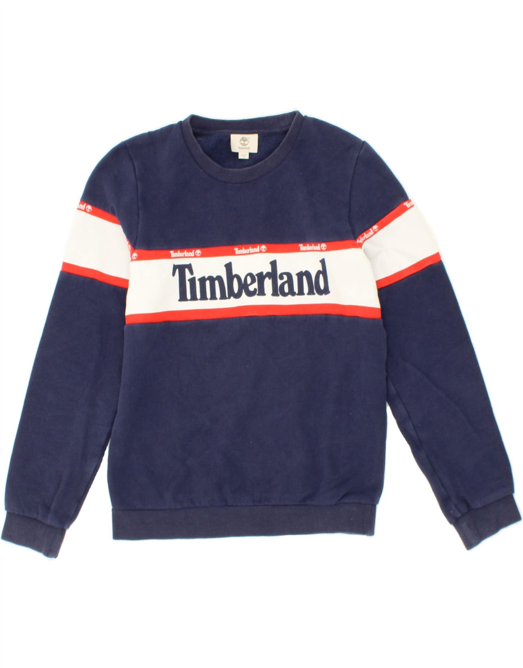 TIMBERLAND Boys Graphic Sweatshirt Jumper 13-14 Years Small  Navy Blue Vintage Timberland and Second-Hand Timberland from Messina Hembry 