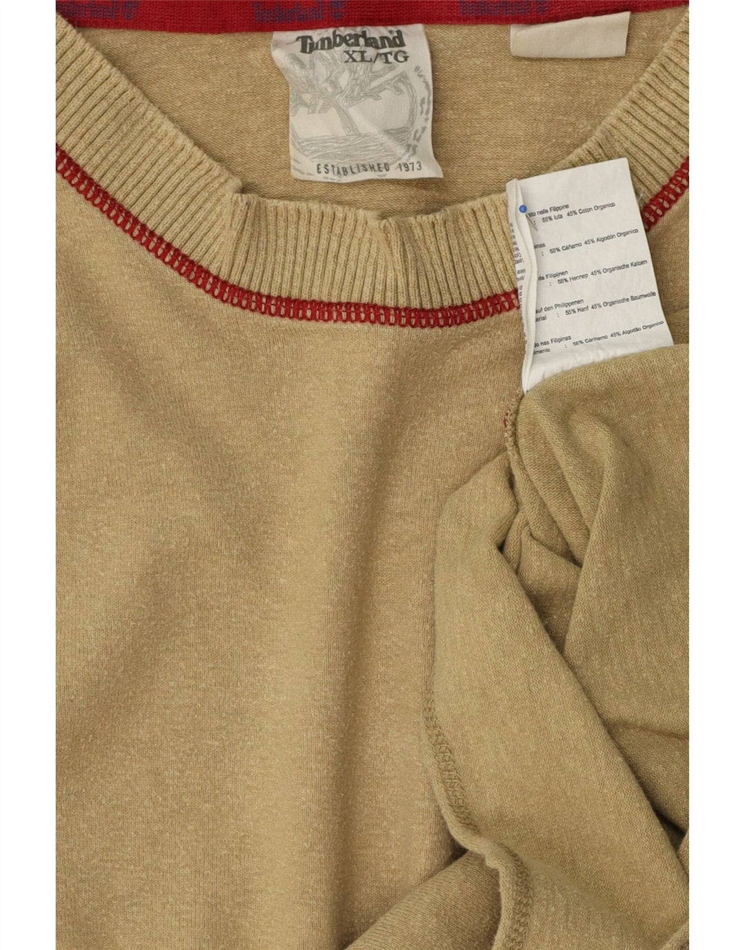 Timberland Herre Crew Neck Jumper Sweater XL Beige Hamp
