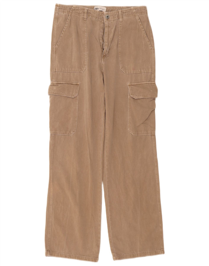Zara Dame Straight Cargo Bukser EU 40 Medium W30 L31 Beige