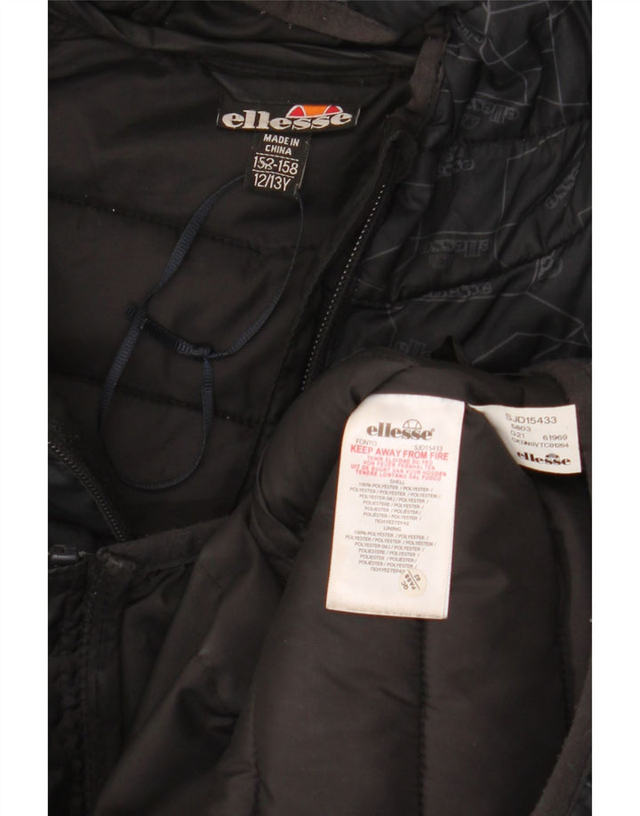 Ellesse Boys grafisk polstret jakke 12-13 år sort geometrisk polyester