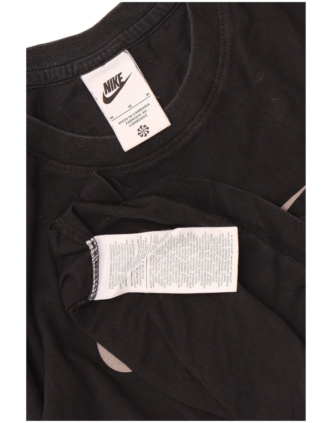 Nike Herre grafisk T-shirt Top Medium Sort Colourblock Bomuld