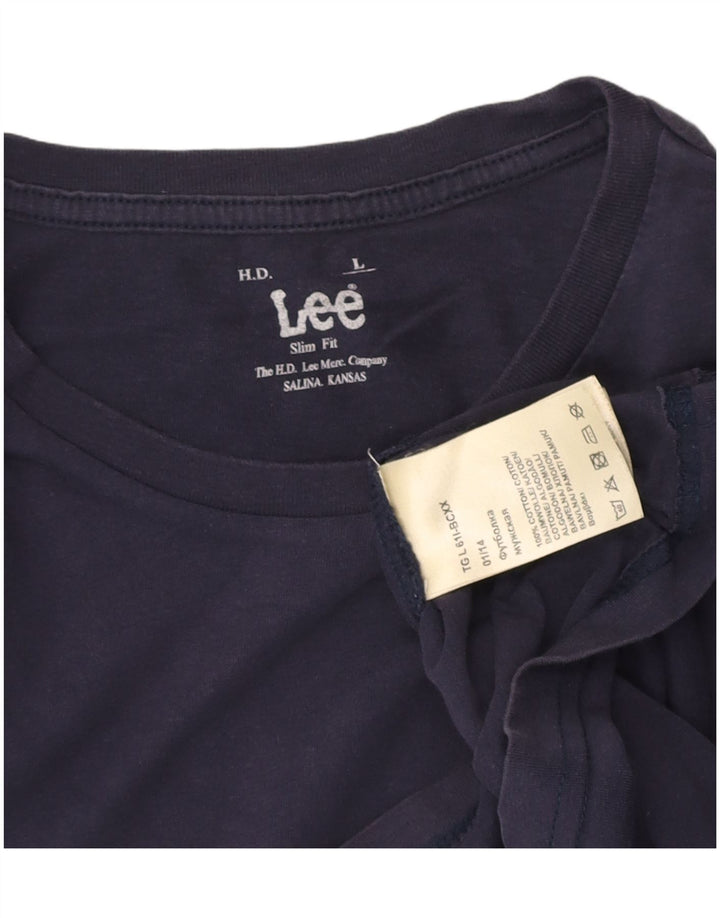 LEE Mens Slim Fit T-Shirt Top Large Navy Blue Cotton