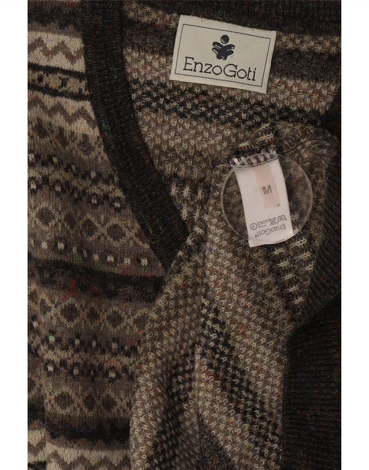 Enzo Goti Herre V-hals sweater Medium Grey Fair Isle Polyacryl