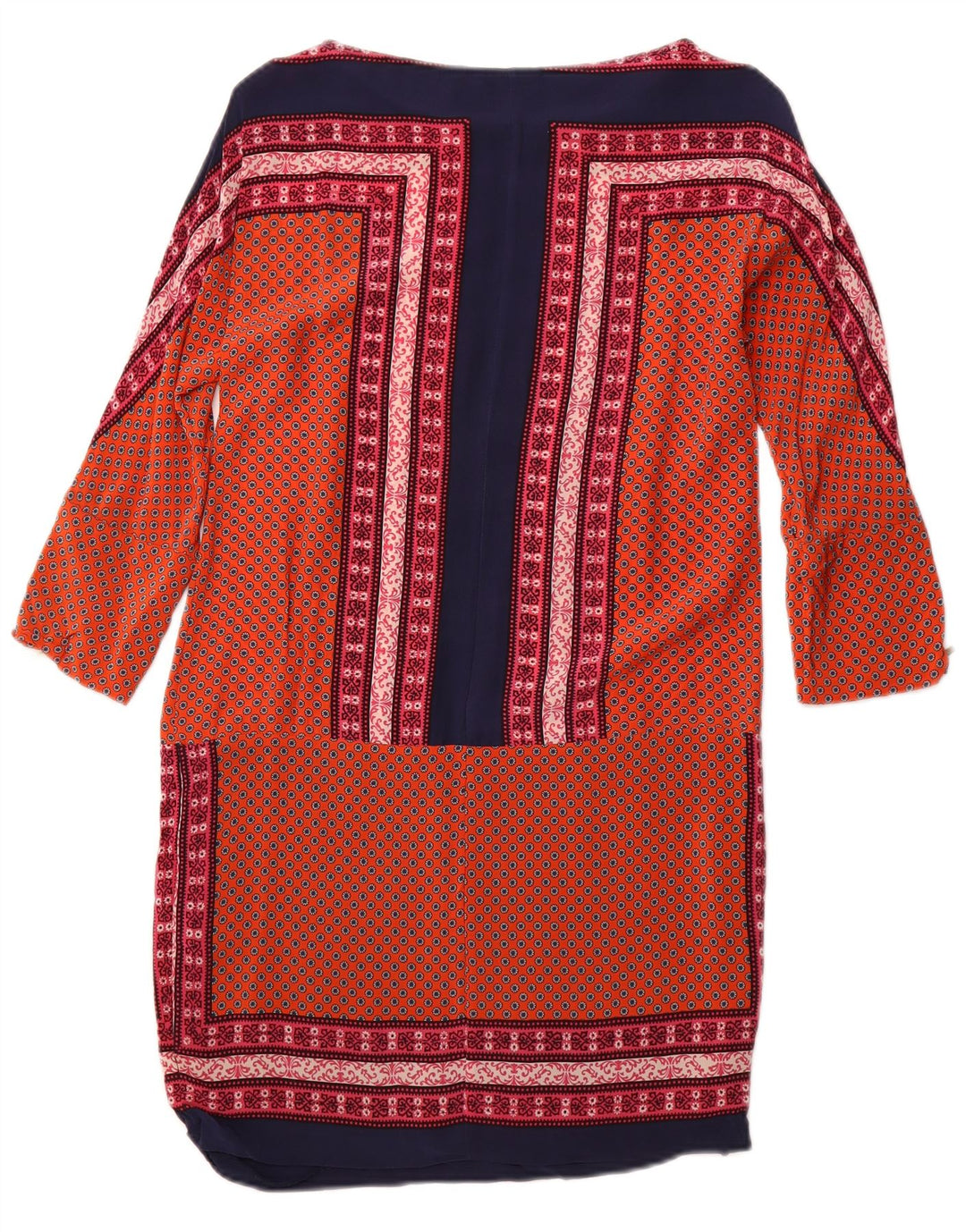 MASSIMO DUTTI Dame 3/4 ærmet Skift Kjole UK 12 Medium Orange Floral