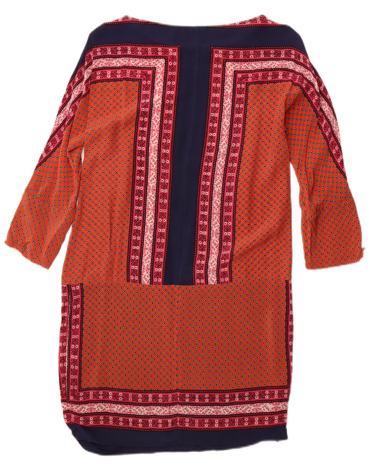 MASSIMO DUTTI Dame 3/4 ærmet Skift Kjole UK 12 Medium Orange Floral