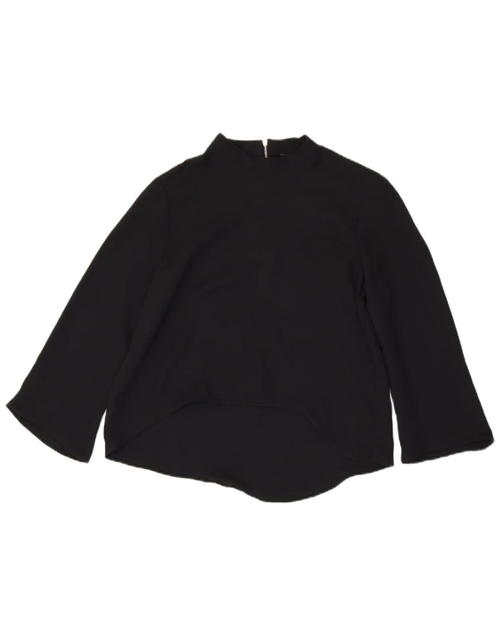Zara Dame 3/4 ærmet bluse Top UK 14 Large Black