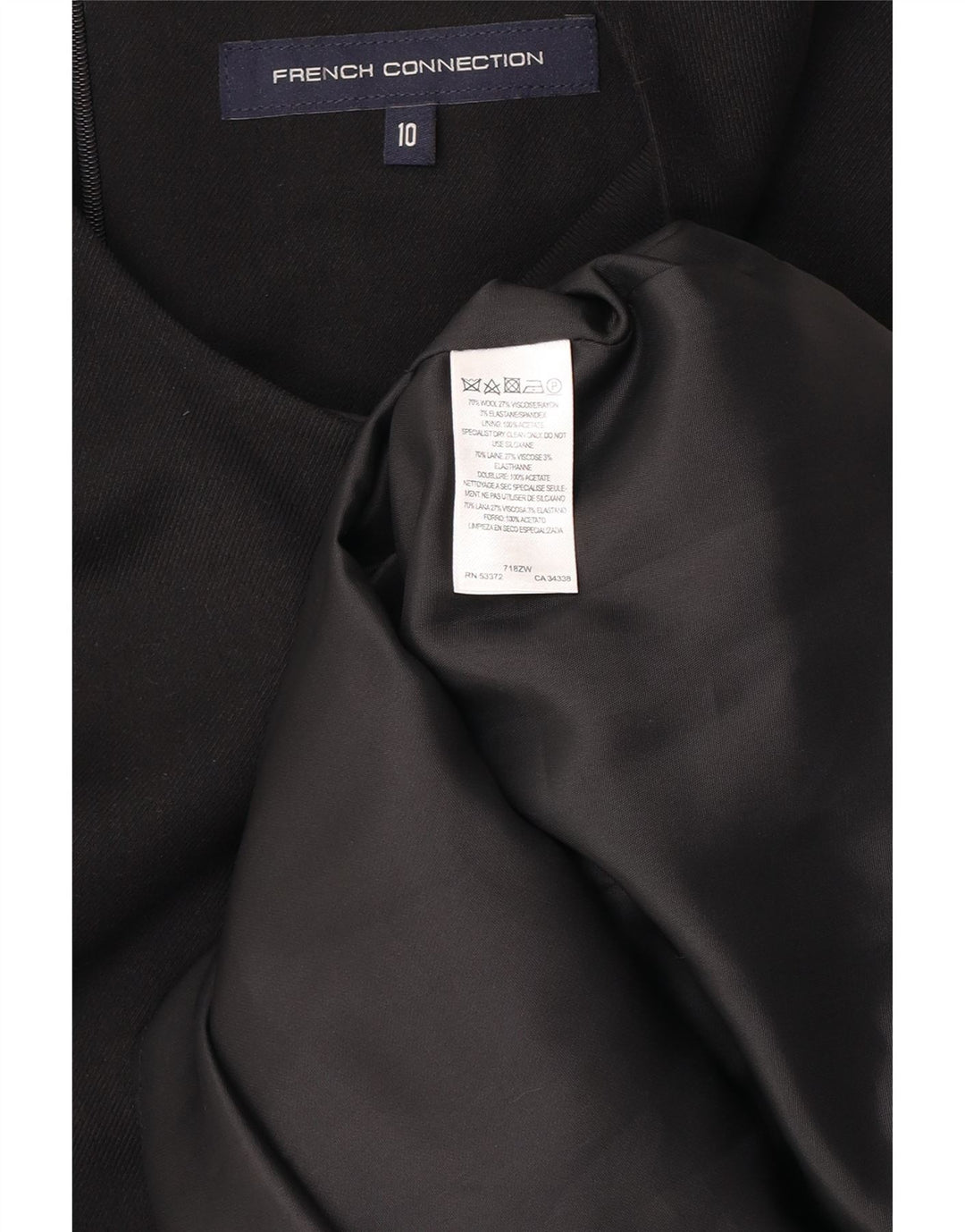 French Connection Womens Sleeveless Shift Dress UK 10 Small Black Wool