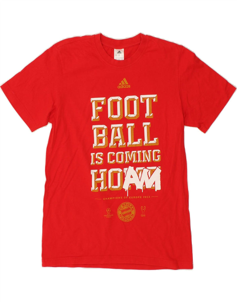 ADIDAS Mens Football Graphic T-Shirt Top Medium Red Cotton Vintage Adidas and Second-Hand Adidas from Messina Hembry 