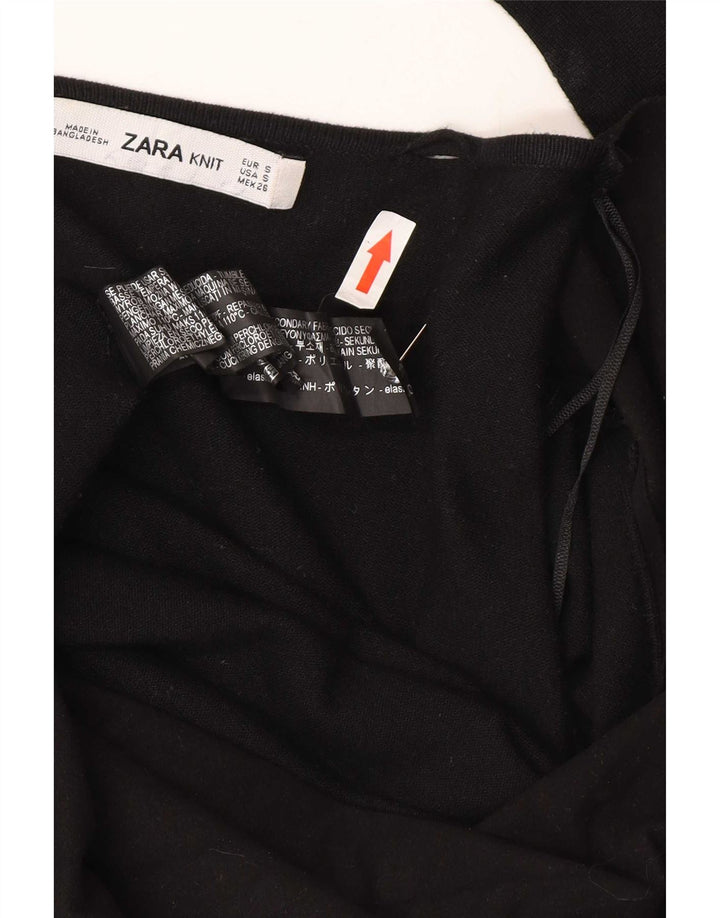 Zara Herre Open Cardigan Sweater UK 10 Small Black Viscose
