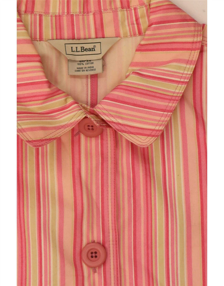 L.L.Bean Dame Petite 5-knaps blazerjakke UK 14 Medium Pink stribet