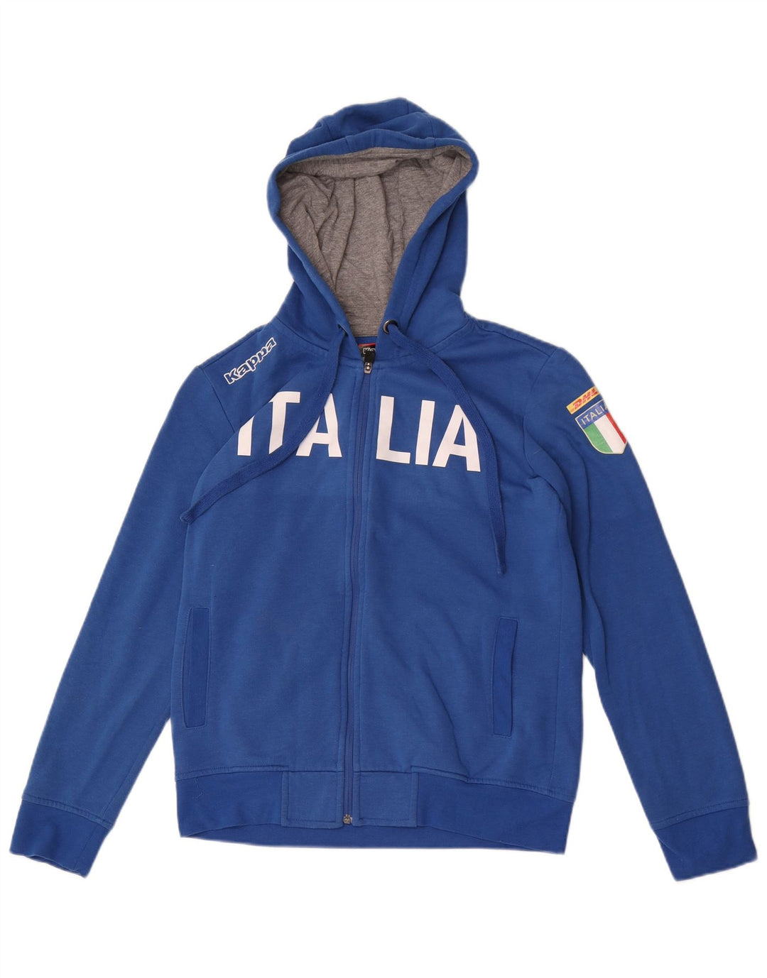 Kappa Herre Italia Grafisk Hættetrøje Sweater med lynlås Stor Blå Polyester